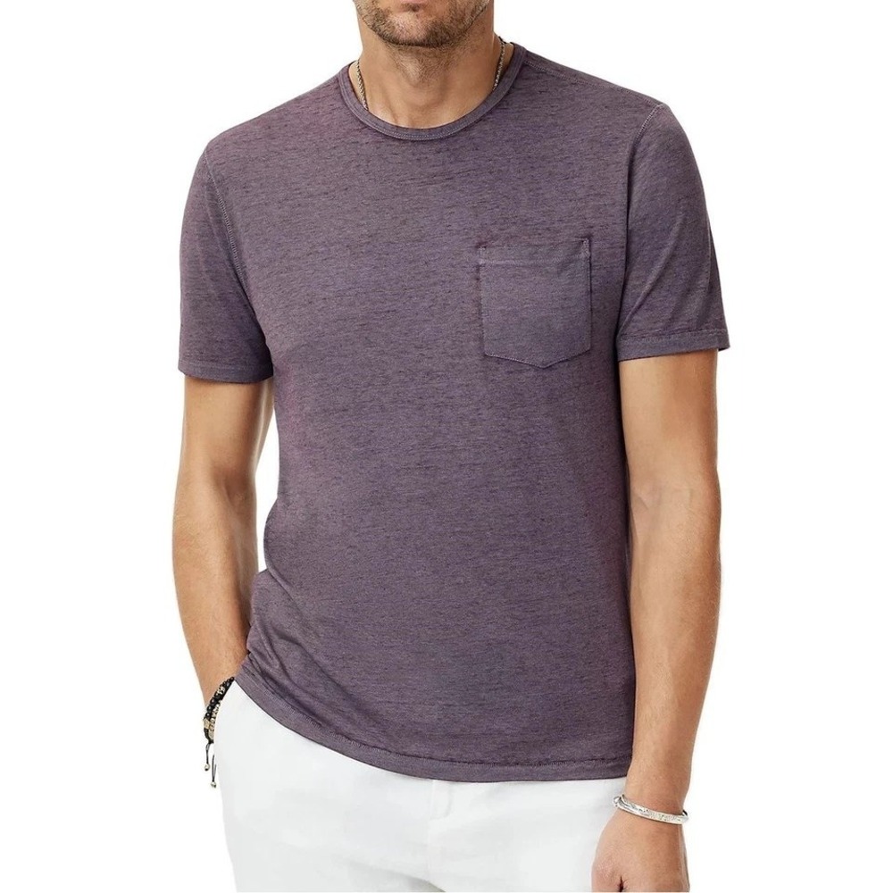 John Varvatos Mens Bond Burnout Pocket T-Shirt XS in Dry Lavender Purple Heather